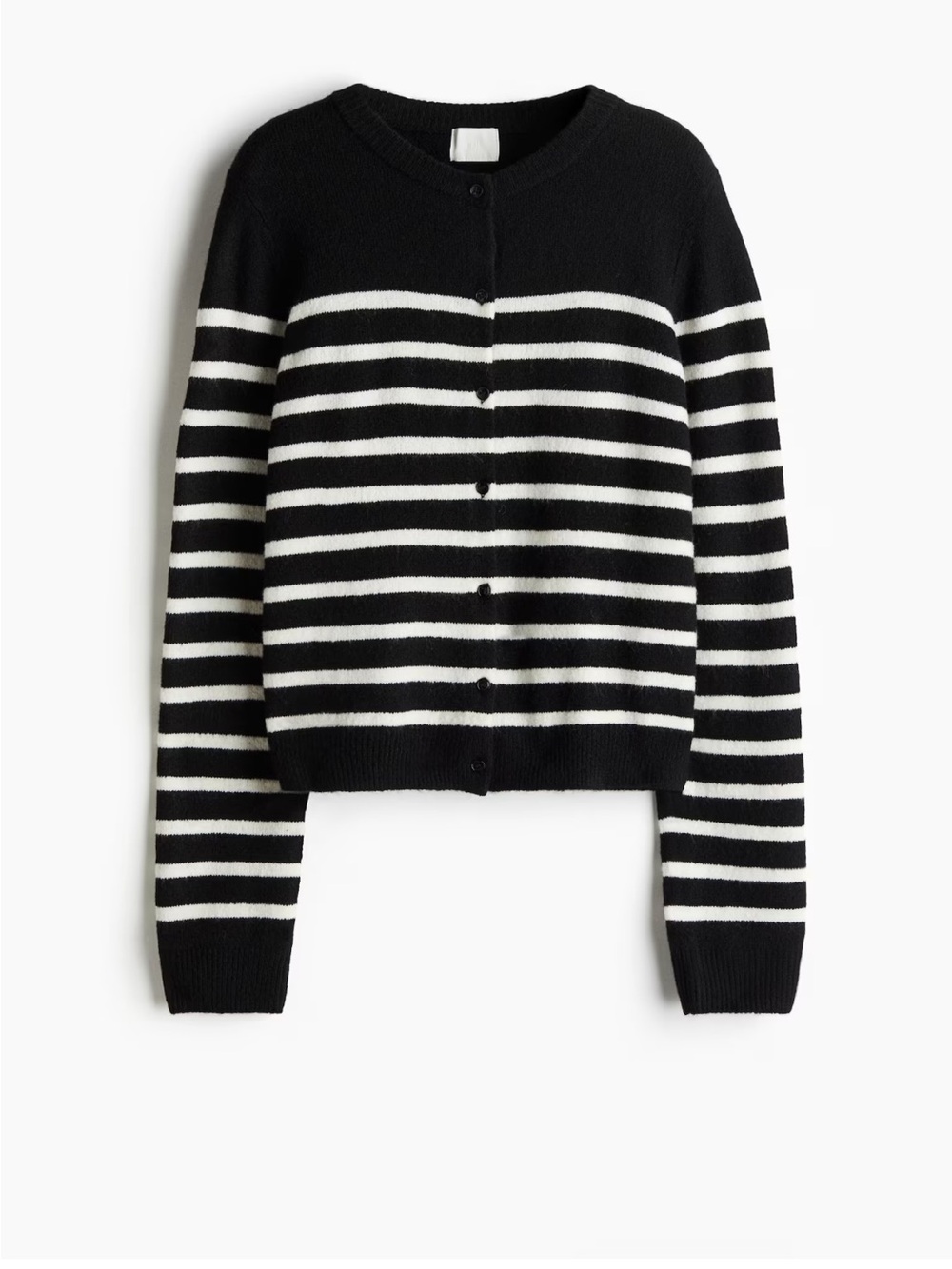 H&M Black & White Striped Wool Blend Cardigan Size XS